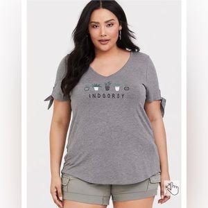 Torrid - SUPER SOFT GREY INDOORSY TIE-SLEEVE TEE